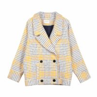 Manteau court imprimé à carreaux SHANI Jaune/Bleu FRNCH