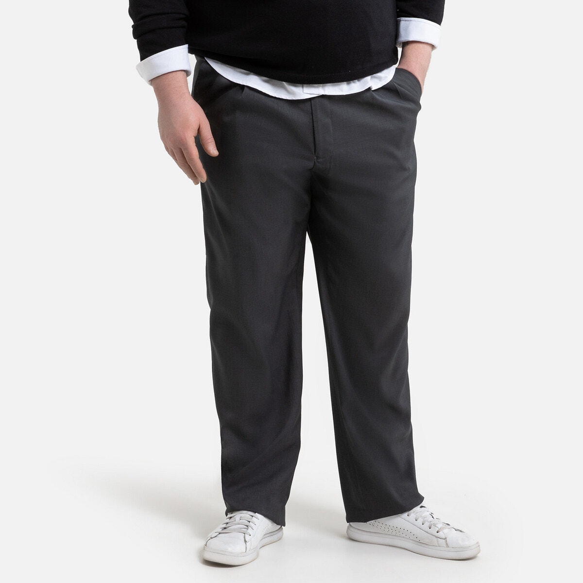 Pantalon droit taille ajustable à pinces Noir – Gris Foncé LA REDOUTE COLLECTIONS PLUS