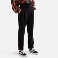 Pantalon large à taille haute et ceinture Noir Suncoo