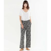 Pantalon large imprimé floral Imprimé Noir/Blanc LE TEMPS DES CERISES