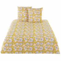 Parure de lit en coton jaune moutarde imprimé floral 240x260 Maisons du Monde