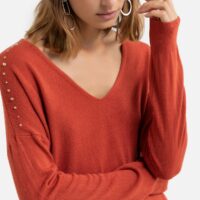 Pull col V en fine maille