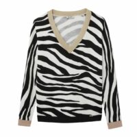 Pull col V en fine maille motif zèbre Zèbre LIU JO