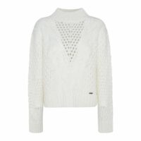 Pull col montant grosse maille ajourée Marine;Ecru Pepe Jeans