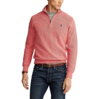 Pull col montant zippé en coton Pima Rose Saumon - Bleu Foncé - Gris Polo Ralph Lauren