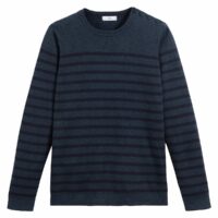 Pull col rond en fine maille rayé Rayé Bleu + Bleu Marine LA REDOUTE COLLECTIONS