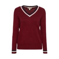 Pull fine maille col V Bordeaux Esprit