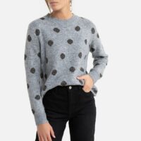 Pull motif pois Noir;Gris