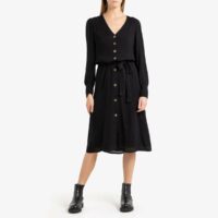 Robe boutonnée à manches longues NINON BLACK Noir PETITE MENDIGOTE