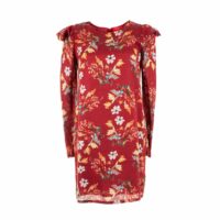 Robe courte Blondeur évasée et à col rond Rouge/Imprimé DERHY