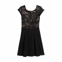 Robe courte à sequins et manches courtes CHERRY Noir Suncoo