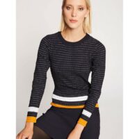 Robe courte évasée manches longues Marine/Moutarde Morgan