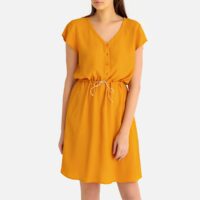 Robe courte unie à manches courtes CEBANNE Miel Harris wilson