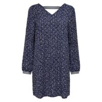 Robe manches longues col V avec lien dos Bleu Imprimé;Noir/Imprimé Only