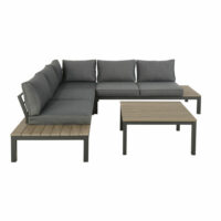 Salon de jardin 6 places gris anthracite et table basse Andaman Maisons du Monde