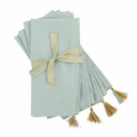 Serviettes en coton bleu clair et doré 40x40 (x4) Maisons du Monde