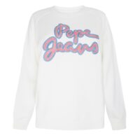 Sweat col rond motif devant Blanc Pepe Jeans