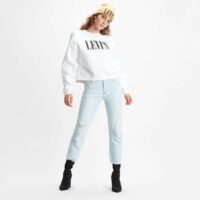 Sweat court col rond logo Blanc Levi's