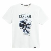 T-shirt droit motif tête de mort Blanc - Gris (Medium Grey Mel) KAPORAL