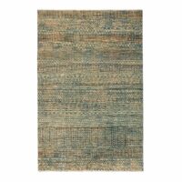 Tapis laine et soie de saris recyclés Nagarî Ocre/Céladon AM.PM