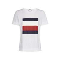 Tee shirt en coton bio col rond manches courtes Blanc Tommy Hilfiger