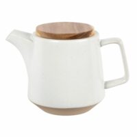 Théière en faïence blanche et acacia 1.2L Maisons du Monde