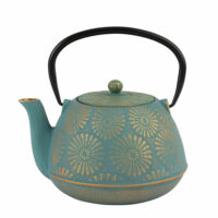 Théière en fonte bleue et dorée 1