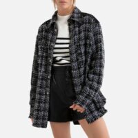 Veste droite imprimé Tweed Noir/Blanc Suncoo
