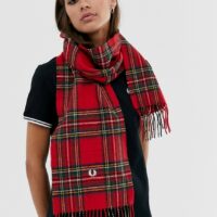 Fred Perry - Écharpe à motif écossais-Rouge Asos