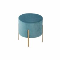 Tabouret en velours bleu living D34xH40cm Zodio