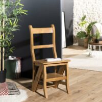 Chaise libraire pliante en teck style colonial - Miel