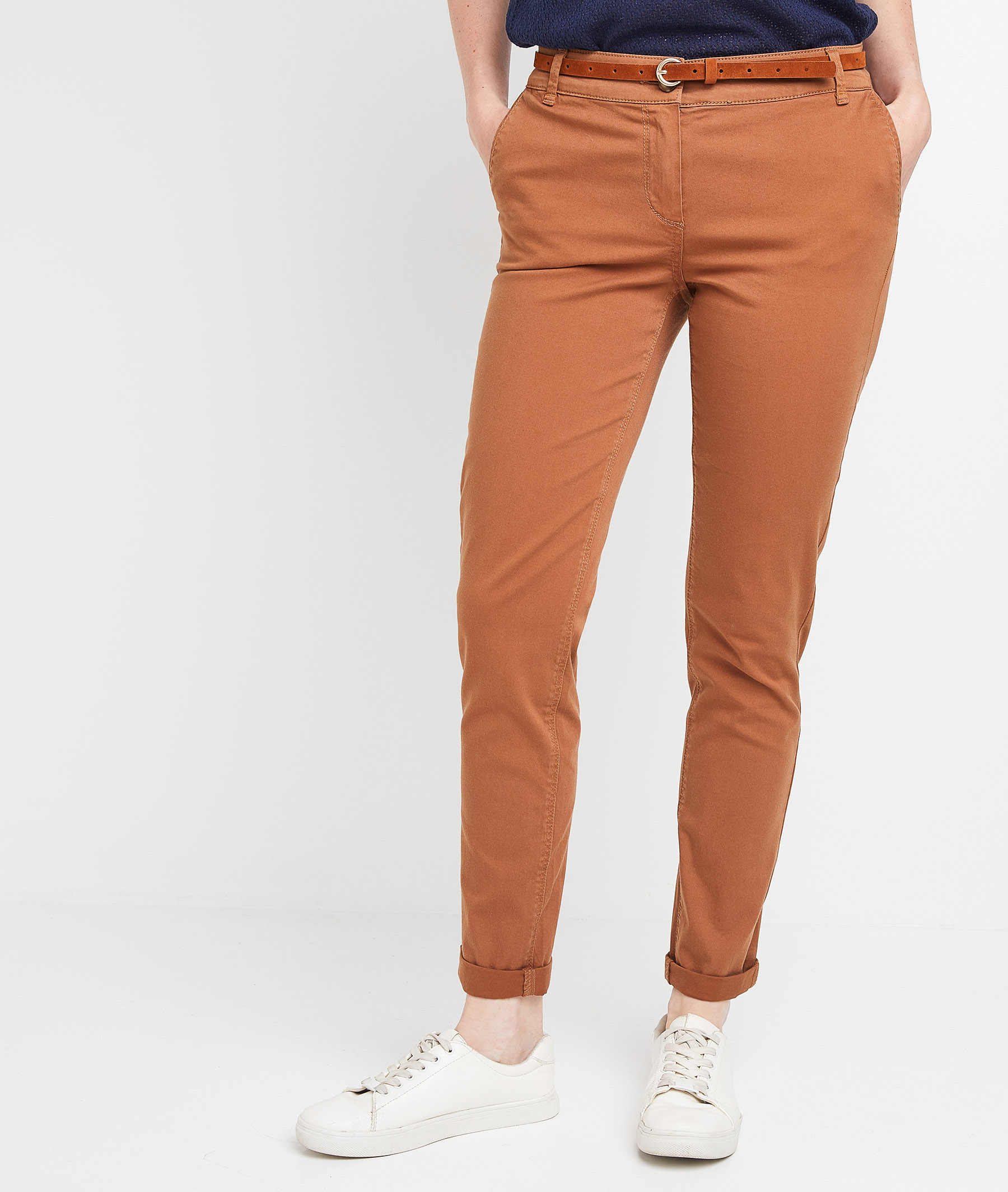 Pantalon chino femme camel Clearance