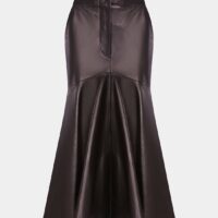 Jupe midi basque cuir Noir Petar petrov Petar petrov