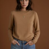 Pull col montant cachemire femme camel CYRILLUS
