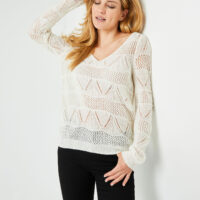 Pull écru ajouré 2 en 1 femme Grain de Malice