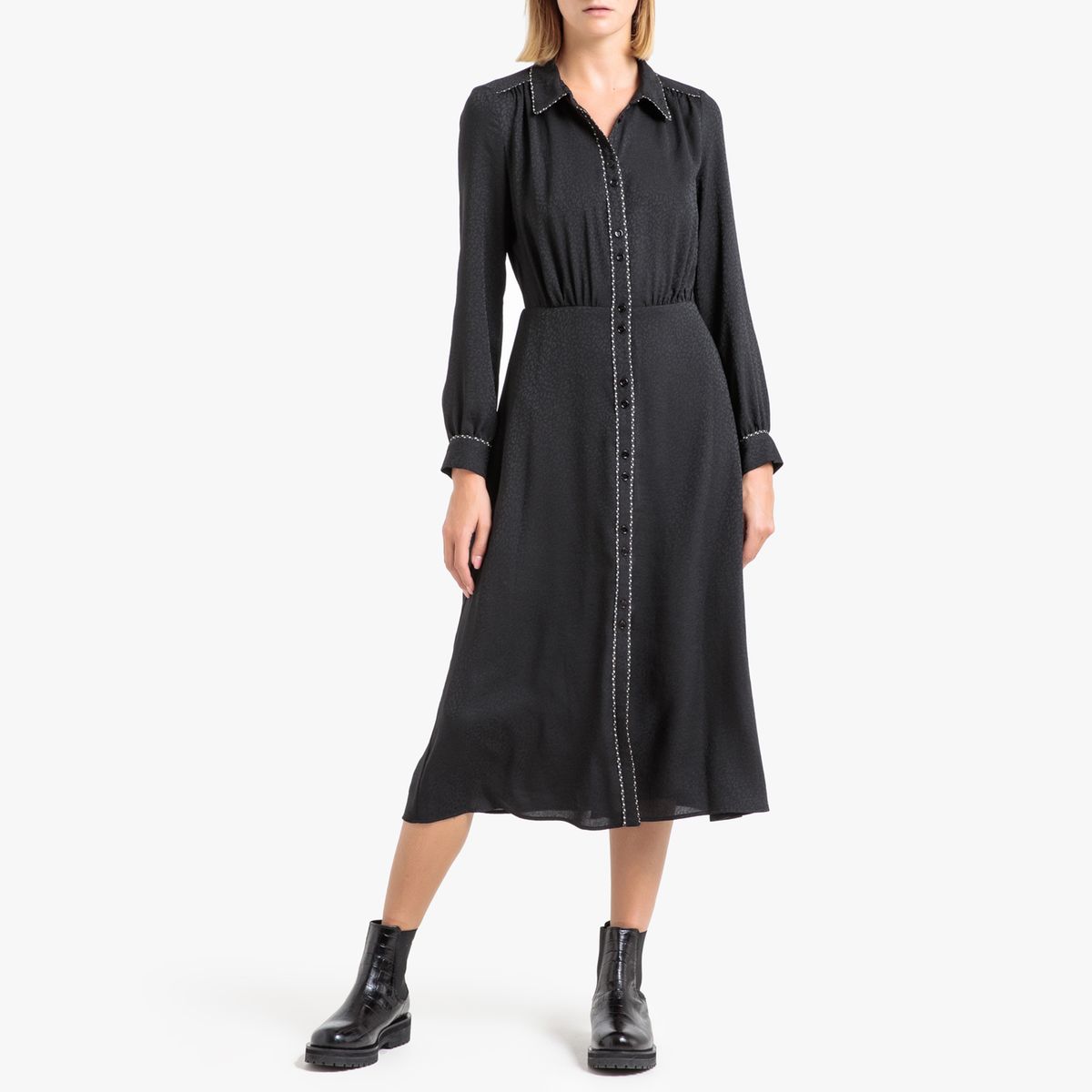 Robe GERARD DAREL Noire - Taille 36 - Longueur Genou - Polyester - Très Bon état