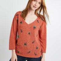 T-shirt brique à motifs femme Grain de Malice