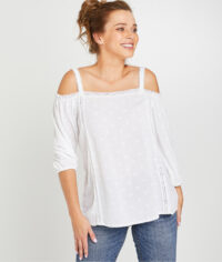 Top écru épaules dénudées femme Grain de Malice