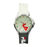Montre Fila 38-181-006 - Quartz avec date Boitier rond en acier inoxydable Cadran gris Bracelet noir et gris en silicone Homme