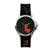 Montre Fila 38-181-007 - Quartz avec date Boitier rond en acier inoxydable Cadran noir Bracelet noir en silicone Homme