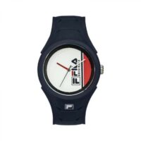 Montre Fila 38-311-001 - Quartz MIYOTA Boitier rond en plastique bleu Cadran blanc Bracelet bleu en silicone Homme