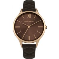 Montre Karen Millen KM170T - Cuir Noir Acier Or Rose Femme