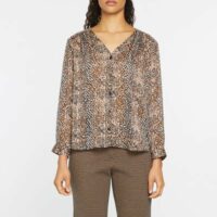 Chemise Clelya ample fluide léopard et rayures métallisées Multicolore Pablo