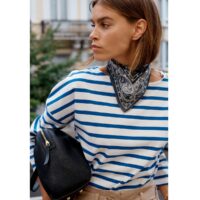 T-shirt marinière col rond manches Bleu + Rayé/Blanc LA REDOUTE COLLECTIONS
