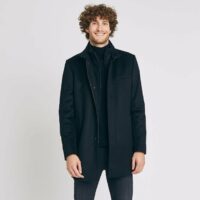 Manteau zippé en laine - Noir Brice