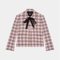 Veste Vad à carreaux en laine Rose Maje
