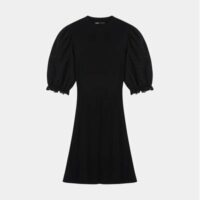 Robe en maille Roxetty manches guipure Noir Maje