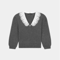 Pull Maxi col brodé Gris Maje