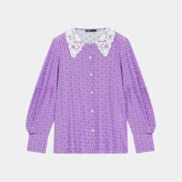 Chemise Cobby imprimée col dentelle Violet Maje