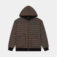 Sweat zippé Trame imprimé Noir Maje